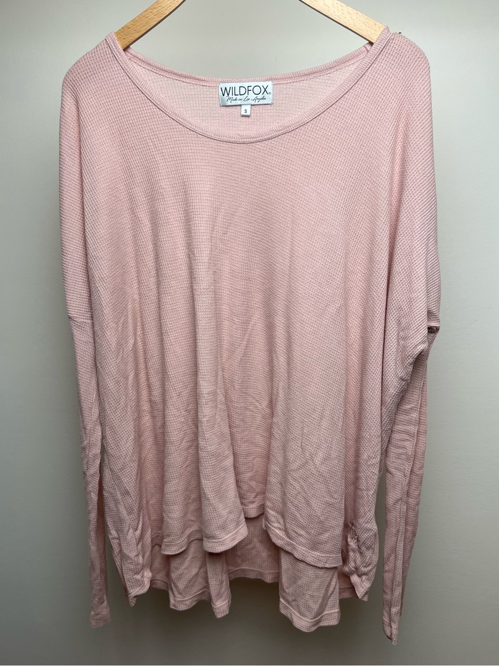 Wildfox Oversized Waffle Knit Long Sleeve T-Shirt